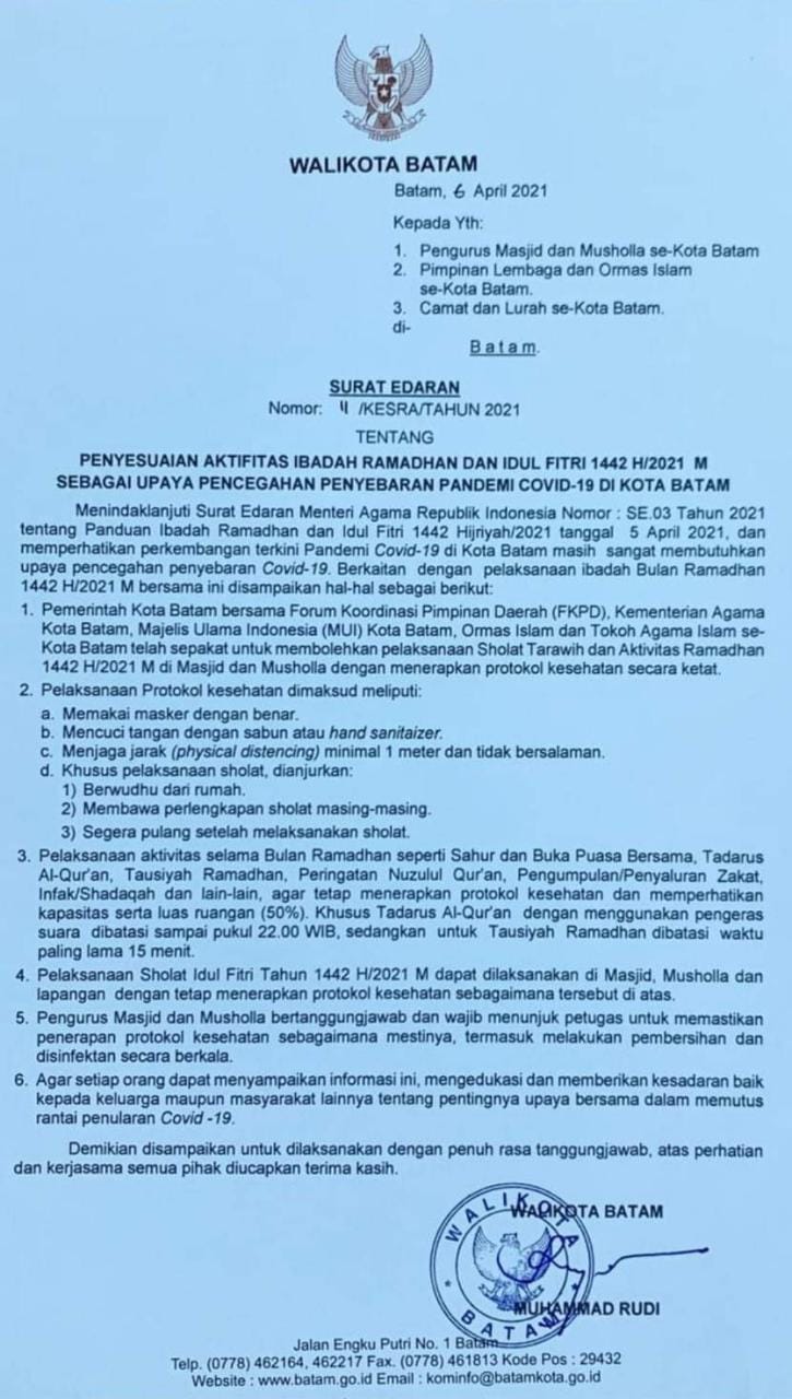 Surat Edaran Walikota Batam Nomor Ii Tahun 2021 Tentang Penyesuaian Hot Sex Picture 8785