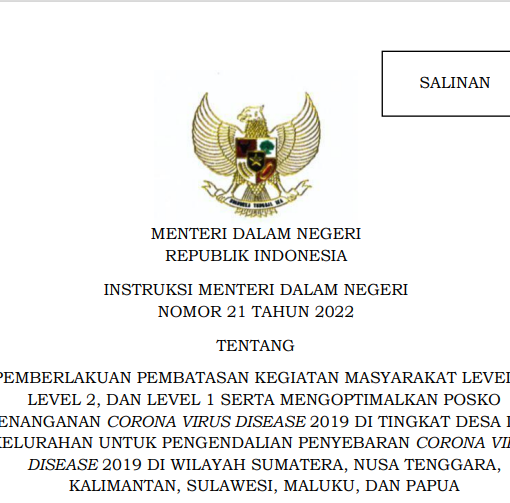 Salinan Instruksi Menteri Dalam Negeri Nomor 21 Tahun 2022