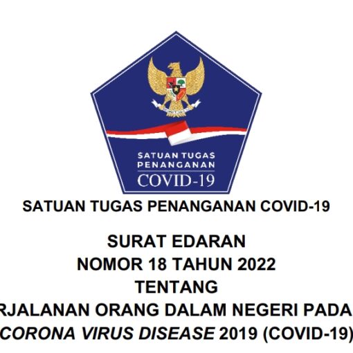 SATUAN TUGAS PENANGANAN COVID-19 SURAT EDARAN NOMOR 18 TAHUN 2022 TENTANG KETENTUAN PERJALANAN ORANG DALAM NEGERI PADA MASA PANDEMI CORONA VIRUS DISEASE 2019 (COVID-19)