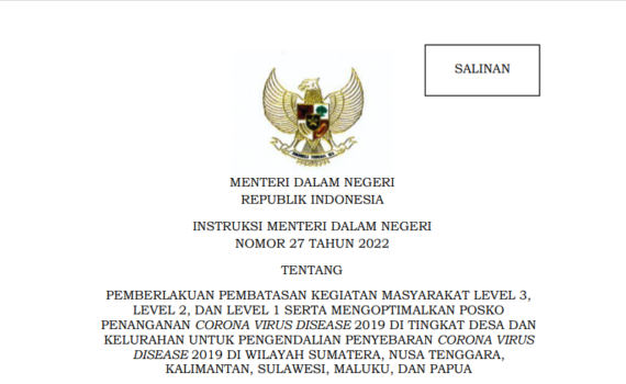 Salinan Instruksi Menteri Dalam Negeri Nomor 27 Tahun 2022